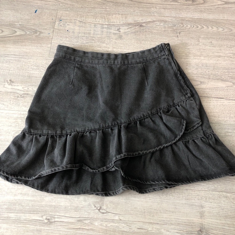 Black denim skirt